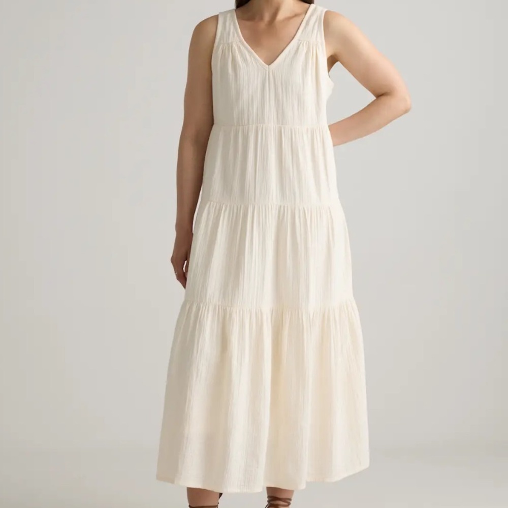 Quince Organic Cotton Gauze Tiered Maxi Dress XS